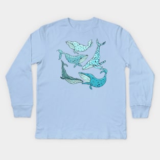 Blue Whales Kids Long Sleeve T-Shirt